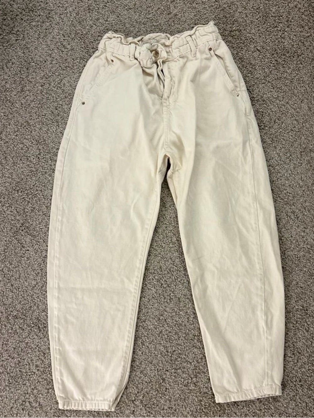 Zara Cream Paperbag Waist Trousers